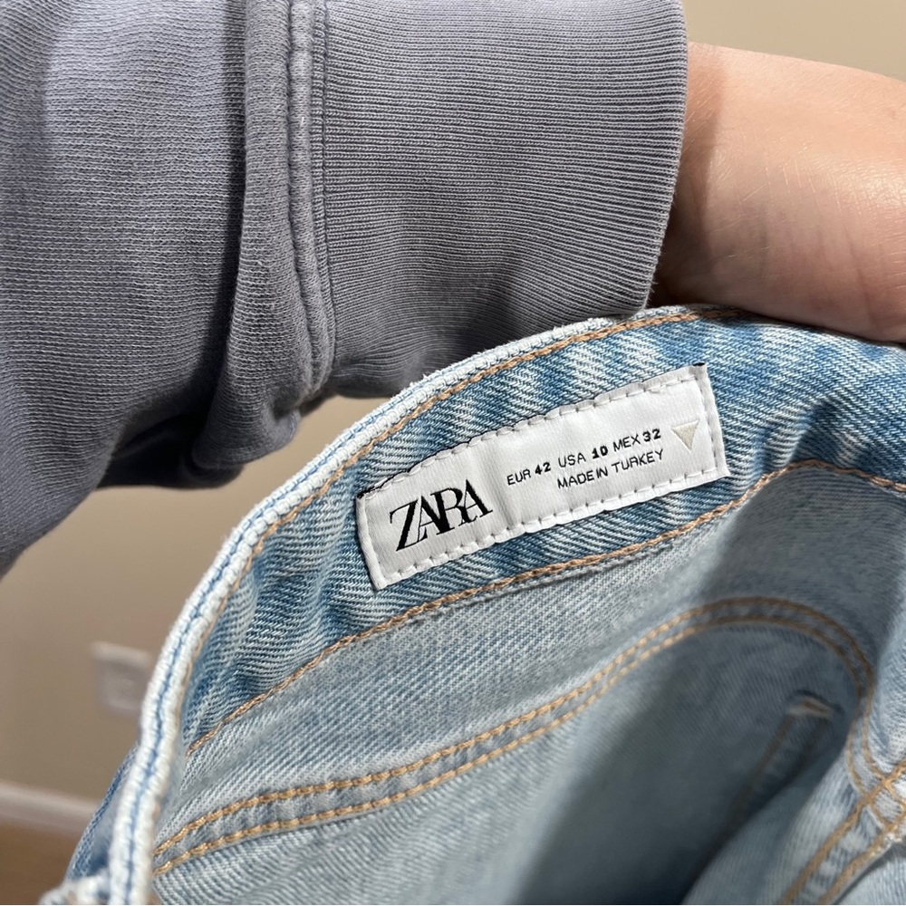 ZARA The Kick It Straight wide-leg style light wash low rise drew flare US 10 - Picture 7 of 11